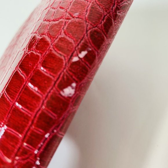 Holiday Red Croc Envelope Clutch Purse Faux Leather Snake Skin Slim New Years - Picture 9 of 10